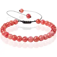 Memphis No.2 Natuursteen Armband Dames - 6mm Red Angle