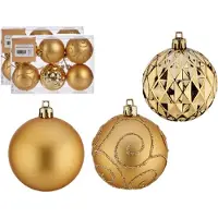 Krist+ gedecoreerde kerstballen - 18x stuks - goud - kunststof - 6 cm