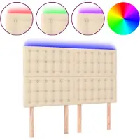 vidaXL Hoofdbord LED 144x5x118/128 cm stof crèmekleurig