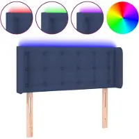 vidaXL Hoofdbord LED 93x16x78/88 cm stof blauw
