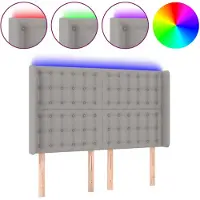 vidaXL Hoofdbord LED 147x16x118/128 cm stof lichtgrijs