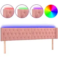 vidaXL Hoofdbord LED 203x16x78/88 cm fluweel roze