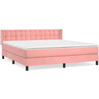 vidaXL Boxspring met matras fluweel roze 160x200 cm