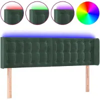 vidaXL Hoofdbord LED 147x16x78/88 cm fluweel donkergroen