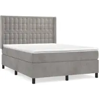 vidaXL Boxspring met matras fluweel lichtgrijs 140x190 cm