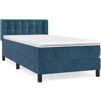 vidaXL Boxspring met matras fluweel donkerblauw 90x200 cm