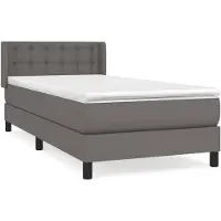 vidaXL Boxspring met matras kunstleer grijs 80x200 cm