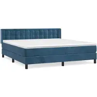 vidaXL Boxspring met matras fluweel donkerblauw 180x200 cm