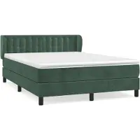 vidaXL Boxspring met matras fluweel donkergroen 140x190 cm