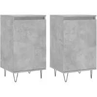vidaXL Dressoirs, 2 stuks, betonkleur, 40x35x70 cm, houtvezelplaat