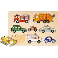 Goki Steekpuzzel - Verkeer - 8 delen - 30x21x2,4cm - Hout - 2+