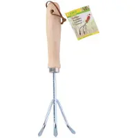 Kinzo Handkrabber - 3-tand - Houten handvat - Lichtgewicht - 26,5 cm - Zilver