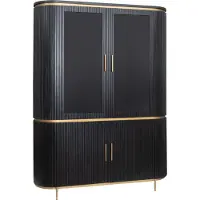 Tower Living Rivello Buffet cabinet 2 wooden & glass drs. - 150x45x200 (Zwart, 150x200x45cm)