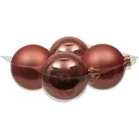 Othmar decorations Grote kerstballen - 4x st - koraal roze - 10 cm - glas - Kerstbal