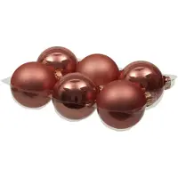 Othmar decorations Kerstballen - 6x st - koraal roze - 8 cm - glas - Kerstbal