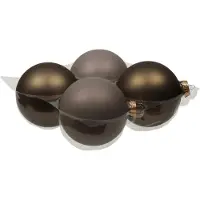 Othmar decorations Grote kerstballen - 4x st - grijs/bruin - 10 cm - glas - Kerstbal