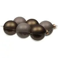 Othmar decorations Kerstballen - 6x st - grijs/bruin - 8 cm - glas - mat/glans - Kerstbal
