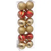 Atmosphera Kerstballen - 12st - kunststof - goud-rood - 4cm - Kerstbal