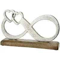 Gilde Symbool beeld oneindigheid XL - aluminium mangohout zilver-kleuren breedte 32 cm 19 hoog