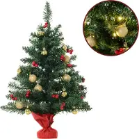 Generic ChristmasGoodz - Kunstkerstboom - Kunstkerstboom met verlichting - 15 Led - Kerstballen - 60 cm - Kerstboom met versiering