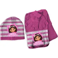 Gabby's Poppenhuis Set muts, sjaal en handschoenen, Pink - ONE SIZE 3-6 jr - Acryl / Elastaan