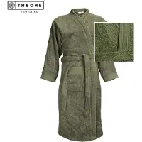 The One Towelling Luxe Badjas - 100% Katoen Olijfgroen / 2XL/3XL