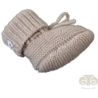 No Name 1 wollen baby slofjes beige Jongens/Meisjes Merinowol Effen - maat 0-6 mnd