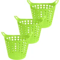 Excellent houseware Flexibele wasmand - 3x - groen - 26 liter - kunststof - 40 x 42 cm