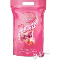 Lindt LINDOR Aardbei & Room witte chocolade bonbons 1kg - 80 zacht smeltende chocolade bonbons