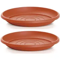 Prosperplast Opvangschaal/onderschaal bloempot/plantenpot - 2x - terracotta - rond - Dia 41 cm - Plantenpotten