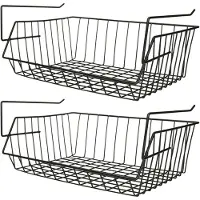 Spirella MSV Kastmandje - 2x - opberg/hang mandjes - rvs - zwart - 40 x 27 x 17 cm - Opbergmanden