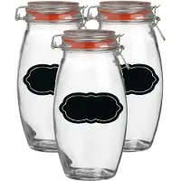 Urban Living Weckpot/inmaakpot - 6x - 1.9L - glas - met beugelsluiting - incl. etiketten - Weckpotten