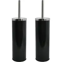 Spirella MSV Toiletborstel - houder/wc-borstel - 2x - metaal - zwart - 38 cm - Toiletborstels