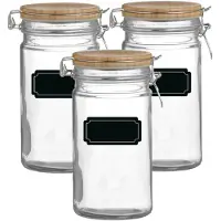 Urban Living Weckpot/inmaakpot - 4x - 1L - glas - met beugelsluiting - incl. etiketten - Weckpotten