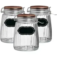 Urban Living Weckpot/inmaakpot - 4x - 1.5L - glas - met beugelsluiting - incl. etiketten - Weckpotten