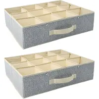 Spirella MSV kleding/kast organiser - 2x - 12 vakken - grijs - 45 x 36 x 12 cm - polyester - Opbergmanden