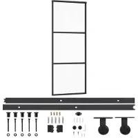 vidaXL Schuifdeur met beslag, veiligheidsglas (ESG) en aluminium, 76x205 cm