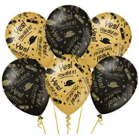 Paper Dreams Paperdreams Geslaagd thema party Ballonnen - 12x - zwart/goud - You did it - Ballonnen