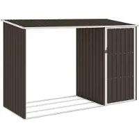 vidaXL Brandhoutschuur 245x98x159 cm gegalvaniseerd staal bruin