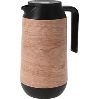 Excellent houseware 1x Koffie/thee thermoskan houtlook 1000 ml - Thermoskannen