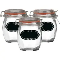 Urban Living Weckpot/inmaakpot - 4x - 750 ml - glas - met beugelsluiting - incl. etiketten - Weckpotten