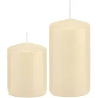 Trend Candles Stompkaarsen set van 2x stuks creme wit 8 en 12 cm - Stompkaarsen