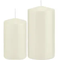 Trend Candles Stompkaarsen set van 2x stuks ivoor wit 12 en 15 cm - Stompkaarsen