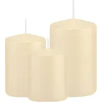 Trend Candles Stompkaarsen set van 3x stuks creme wit 8-10-12 cm - Stompkaarsen
