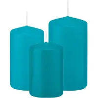 Trend Candles Stompkaarsen set van 6x stuks turquoise blauw 8-10-12 cm - Stompkaarsen