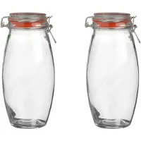 Urban Living Weckpot/inmaakpot - 2x - 1.9L - glas - met beugelsluiting - D12 x H25 cm - Weckpotten