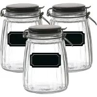 Urban Living Weckpot/inmaakpot - 4x - 1.5L - glas - met beugelsluiting - incl. etiketten - Weckpotten