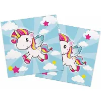 Folat 40x Eenhoorn feest servetten gekleurd 33 x 33 cm kinderverjaardag - Feestservetten