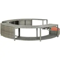 vidaXL Hottub-ombouw poly rattan grijs