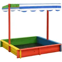 vidaXL Zandbak met verstelbaar dak uv50 vurenhout meerkleurig